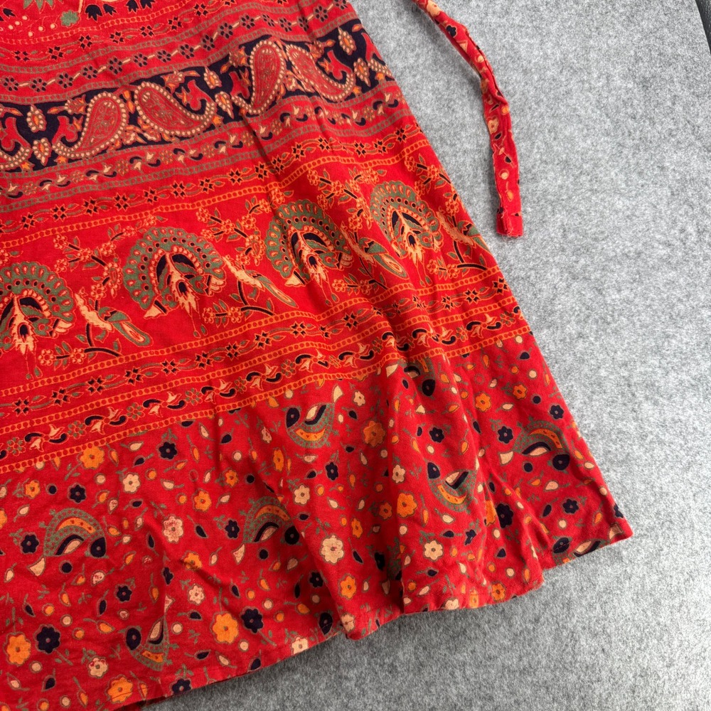 Boho Red Elephant Paisley Floral Wrap Midi Skirt Hippie Festival One Size - Picture 3 of 5